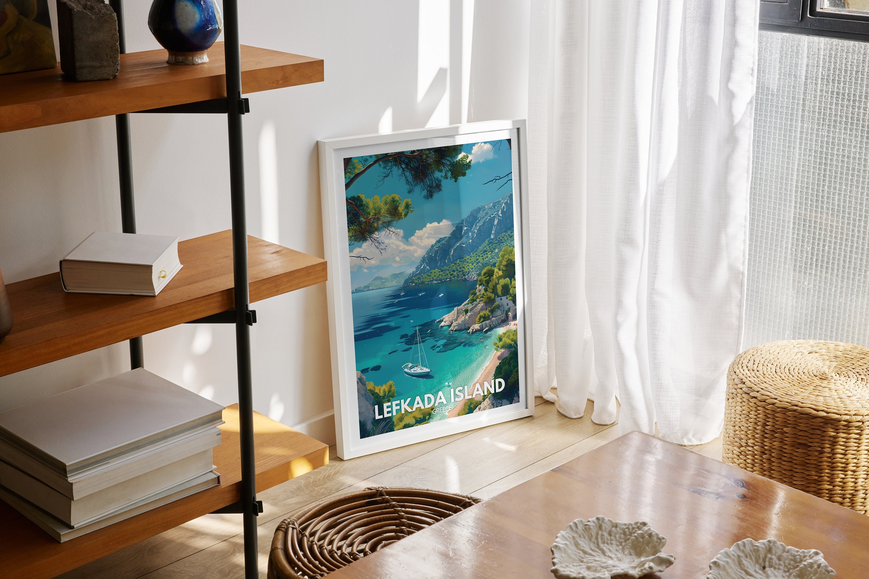 Lefkada Island print - Greece, Lefkada Island poster, Greece travel art poster, Natural Island wall art, Seaside art decor
