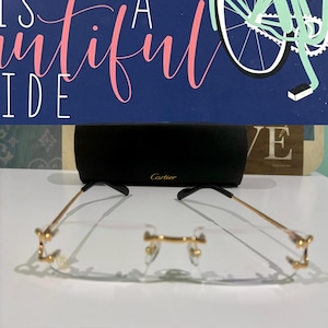 Cartier Rimless Pure Titanium Eyeglasses Frame Men/Women, Rectangle frame Vintage Cartier Glasses, Best Gift For Him/ Her, Parents Day Gift