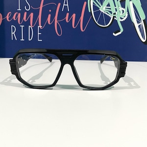 Gafas CAZAL Mod 675 con montura negra mate y lentes transparentes, diseño unisex, gafas únicas, regalo para mamá o para él.