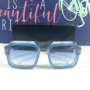 CAZAL Sunglasses Mod 669 Night Blue Gunmetal Transparent Crystal Frame Blue Lens Luxury Glasses, Birthday Gift, Mother Day Gift,Gift For Her