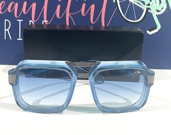 CAZAL Sunglasses Mod 669 Night Blue Gunmetal Transparent Crystal Frame Blue Lens Luxury Glasses, Birthday Gift, Mother Day Gift,Gift For Her