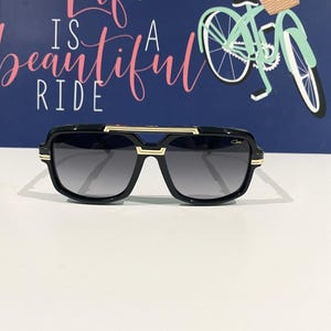 Vintage CAZAL 8042 Sunglasses: Black & Gold Frame, black Lens  Unisex Eyewear