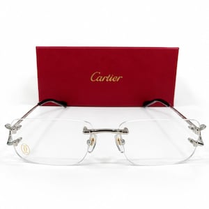 Cartier Rimless C Type Eye Glasses Vintage Silver Black Frame Clear Lens Eye Wear For Men And Women Halloween Gift Christmas Gift