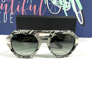 Gafas de sol CAZAL, modelo 657, montura de piel de serpiente, lentes verdes, redondas, unisex, regalo para el día del padre o para mamá.