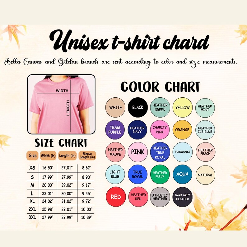 a women's t - shirt with a color chart