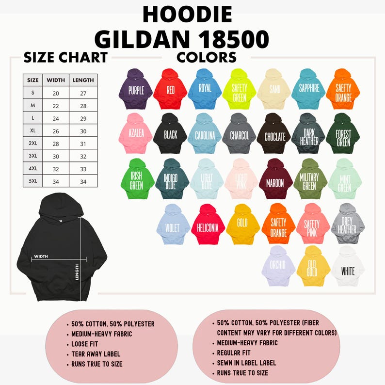 the hoodie sizes chart for men and women