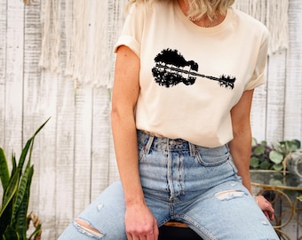 Gitarristen-Shirt: Natur- und Musikdesign (Unisex-Größen),