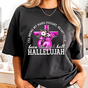 Comfort Colors Christian Tee: Retro &quot;Hard Fought Hallelujah&quot; Bible Verse