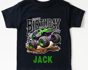 Monster Truck-verjaardagsshirt: bijpassende kleuren voor kinderen en gezin,