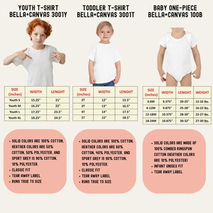 a child's size guide for a bodysuit