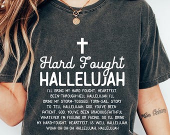 Camiseta cristiana, camiseta con el lema Aleluya, regalo con versículo bíblico para ella, top inspirador, ropa de fe para mujer, testimonio de lucha, ropa de iglesia