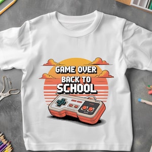 Back to School Game Over Shirt,Gamer School Tee for Boys,First Day of School Youth T-Shirt,Video Game School Outfit,Gaming Kid Shirt Gift