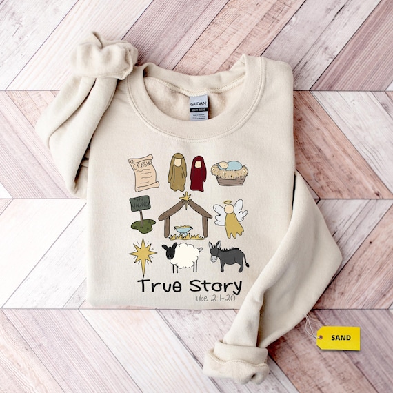 Jesus Birth Design, Toddler Youth Bible Verse Shirt, Faith Inspired Gift, Soft Cotton Blend Nativity Sweatshirt, Holiday Season