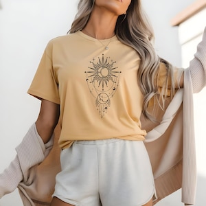 Sun And Moon Stars Shirt, Celestial Shirt, Astrology Shirt, Moon Bohemian Shirt, Boho Sun Moon T-Shirt, Mystical Tee, Spiritual Shirt
