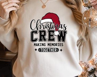 Bluza z nadrukiem Christmas Crew, pasująca do rodzinnego stroju świątecznego, prezent świąteczny, pasująca koszulka Christmas Squad, impreza świąteczna