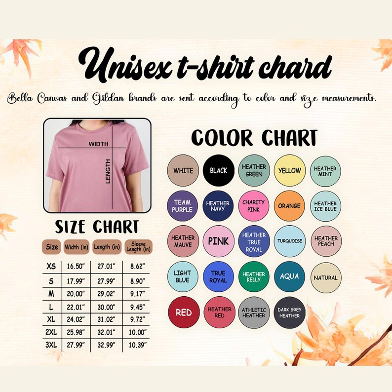 a women's t - shirt with a color chart