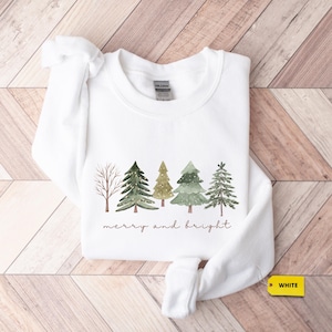 Merry and Bright Trees, Women&#39;s Christmas Shirt, Womans Holiday Shirt,Christmas Gift,Chic Winter Shirt,Cute Holiday Tee,Christmas Tree Shirt