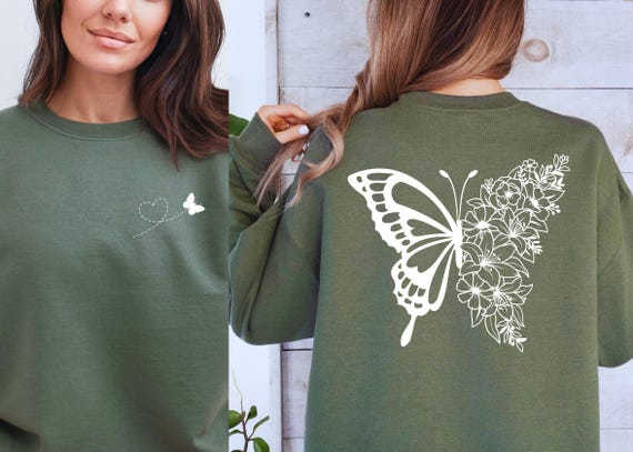 Butterfly Sweatshirt, Floral Aesthetic Shirt, Positive Vibes Hoodie, Inspirational Gift For Women, Trendy Animal Lover Top, Cozy Nature Wear