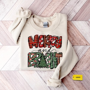 Merry and Bright Sweatshirt, Christmas Shirts, Family Christmas Hoodies, Christmas Sweatshirts for Women, Merry Christmas Sweatshirt