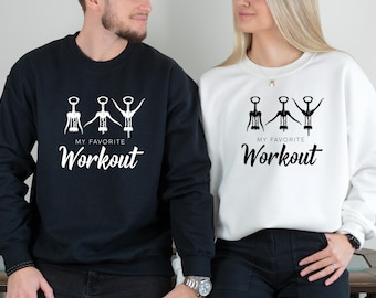 Funny Wine Lover Sweatshirt – Corkscrew Workout Graphic
