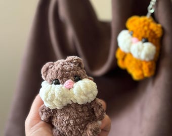 Portachiavi soffice all'uncinetto a forma di criceto, simpatico regalo per la fidanzata, peluche amigurumi.