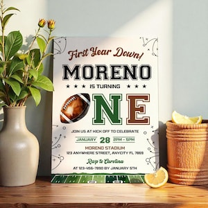 football invitation,Sports invite,American football,first year down,Boy Birthday Invite,Editable Template,football invite,football theme,sunday birthday,football season,game on,football party,first birtday,first birthday boy