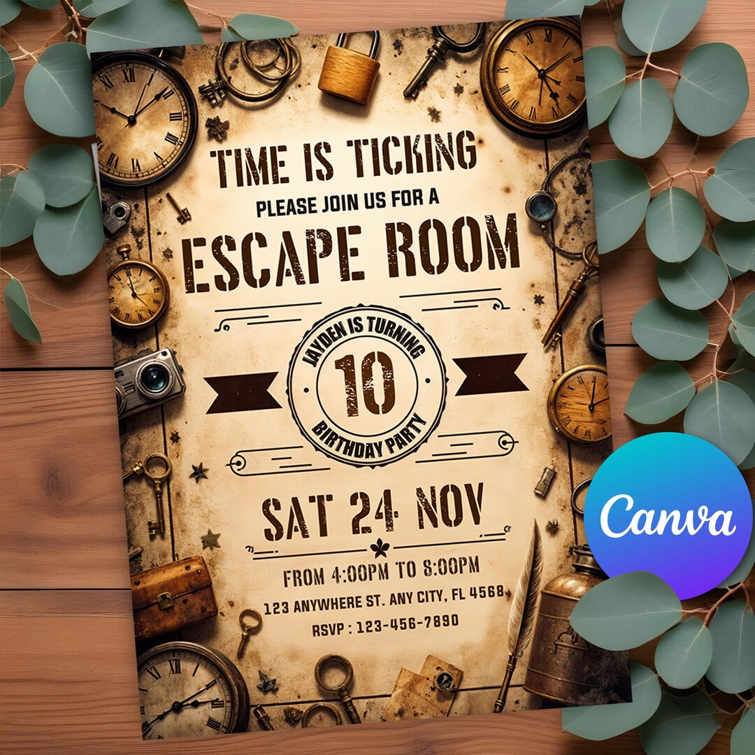 Editable Escape Room Birthday Invitation, Mystery Birthday Invitation , Murder Msytery Party ...