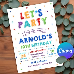 simple party invite,6th 8th 7th 9th 10th,simple colorful,simple colorful,bright colors,colorful invitation,13th birthday,teenager birthday,boys invitation,simple party invite,colorful rainbow,editable invitation,minimalist birthday