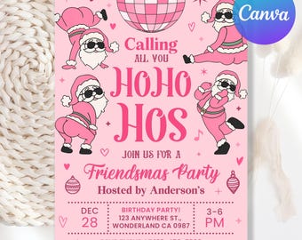 Invito divertente di Natale, invito divertente di Friendsmas, invito Ho Ho Hos, festa di Friendsmas, invito per festa di Natale per adulti, modificabile su Canva