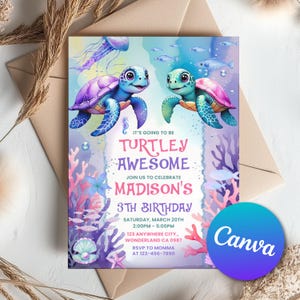 under the sea invite,mermaid invitation,turtle invitation,nautical invitation,Canva Template,sea turtle,turtles invitation,girls turtle party,Sea Turtle Birthday,Sea Turtle Party,Ocean Turtle Party,Under The Sea Party,Rainbow Sea Turtle