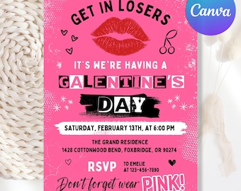 Burn Book Galentine's Day Invite, Galentine's Day Pink Girls Party Invitation, Valentine's Day Invite, Mean Girls Galentines, Editable Canva