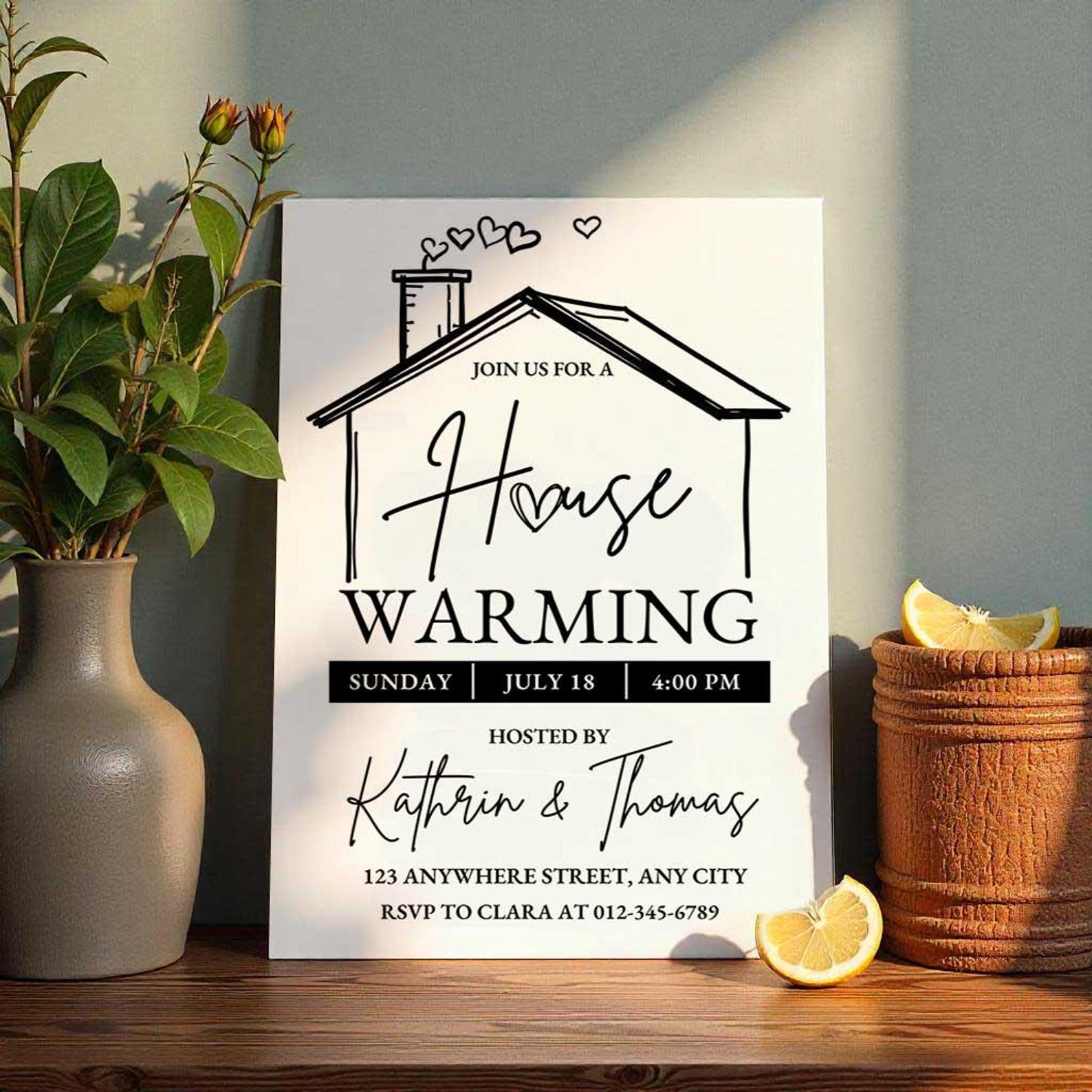 Editable House Warming Invitation, House Warming Party, Minimalist New ...