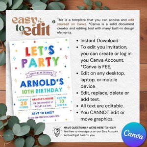 simple party invite,6th 8th 7th 9th 10th,simple colorful,simple colorful,bright colors,colorful invitation,13th birthday,teenager birthday,boys invitation,simple party invite,colorful rainbow,editable invitation,minimalist birthday
