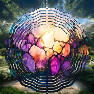 Stained Glass Wind Spinner PNG, Hanging Ornament WindSpinner, Wind Spinner Sublimation Designs, Wind Spinner Designs, Garden Wind Spinner