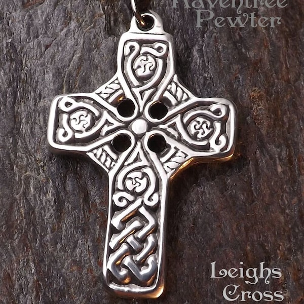 Leigh's Celtic Cross - Pewter Pendant - Celt Knotwork and weave Jewelry based on a traditional cross design.