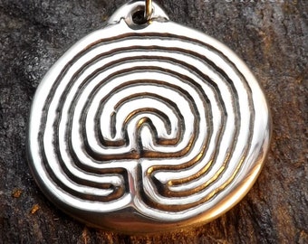 Labyrinth - Pewter Pendant - Meditation, Earth Grounding Jewelry, Awakening Necklace