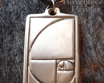 Sacred Spiral - Pewter Pendant - Sacred Geometry Jewelry, Golden Mean, Golden Spiral, Fibonacci Spiral