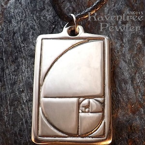 Sacred Spiral - Pewter Pendant - Sacred Geometry Jewelry, Golden Mean, Golden Spiral, Fibonacci Spiral
