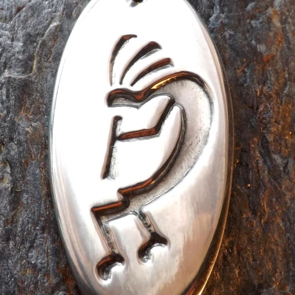 Kokopelli - Pewter Pendant - Native Jewelry, Flute player who carries away our burdens and lightens our load, Sign of Abundance, Fertility.