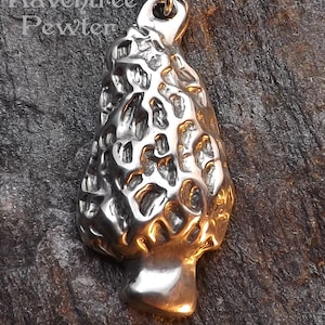 Morel Mushroom - [Style C] - Pewter Pendant - for all those who love to forage through the forest and discover these delectable goodies.