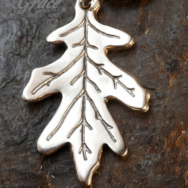 White Oak Leaf -Pewter Pendant- Oaks teach us to be our grand selves and spread our limbs far and wide. Wisdom and Strength - Poured by Hand