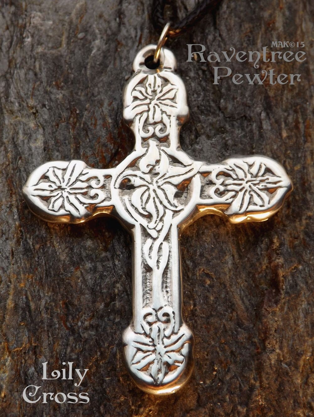 Lily Cross Pewter Pendant Lilies Are for Purity and the Etsy UK