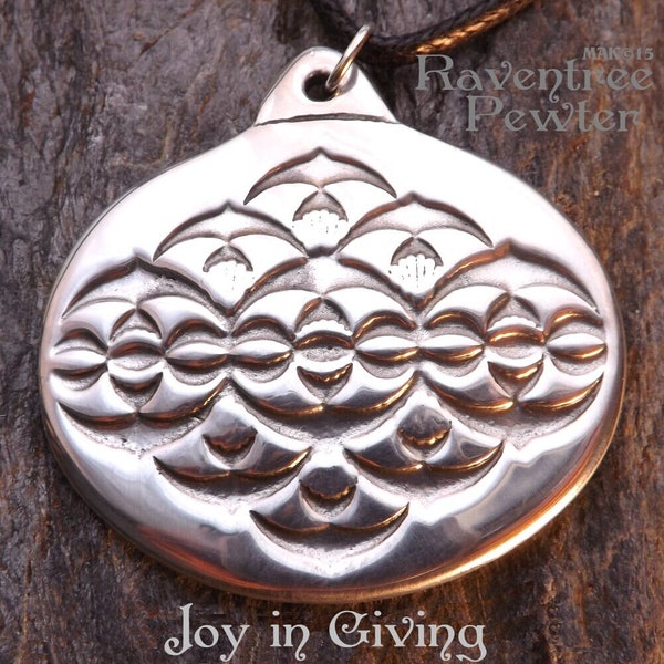 Joy in Giving - Pewter Pendant - Sharing Abundance, Helping All, Spiritual Growth Jewelry, based on a giant (two part) Crop Circle.