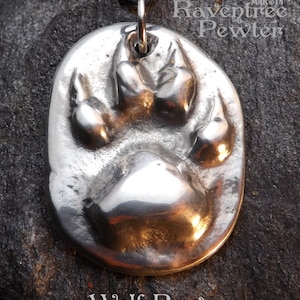 Wolf Paw - Pewter Pendant - Inner Balance - Spirit Power Animal Jewelry, Nature Necklace