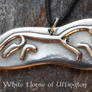 White Horse of Uffington - Pewter Pendant - Ancient Site carved on a hill into the chalk in England - Hand Poured in Britannia Pewter