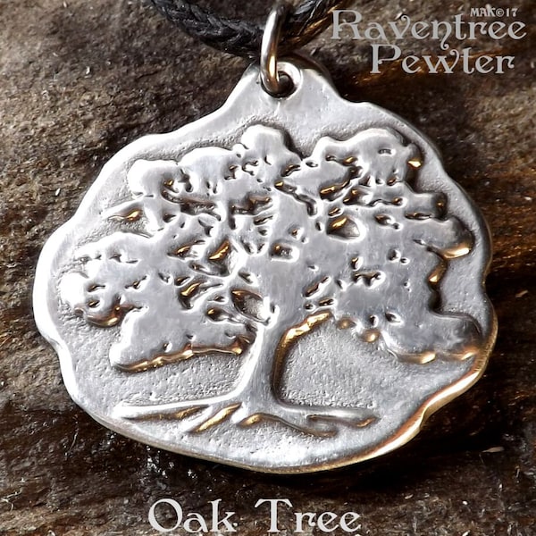Oak Tree - Pewter Pendant - Nature Jewelry, Forest, Tree of Life Necklace, Jewelry - Poured with care by hand in America