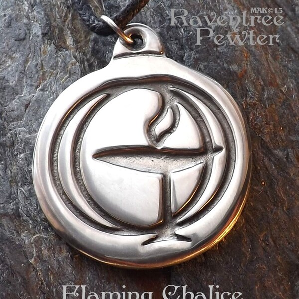 Flaming Chalice - Pewter Pendant - Unitarian Universalist - Spirituality Spirit Faith Jewelry - Poured with care by hand in America