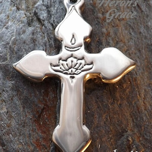 Lotus Cross - Pewter Pendant - Mystical Christian and Eastern Cross, Unifying where the east meets the west Jewelry