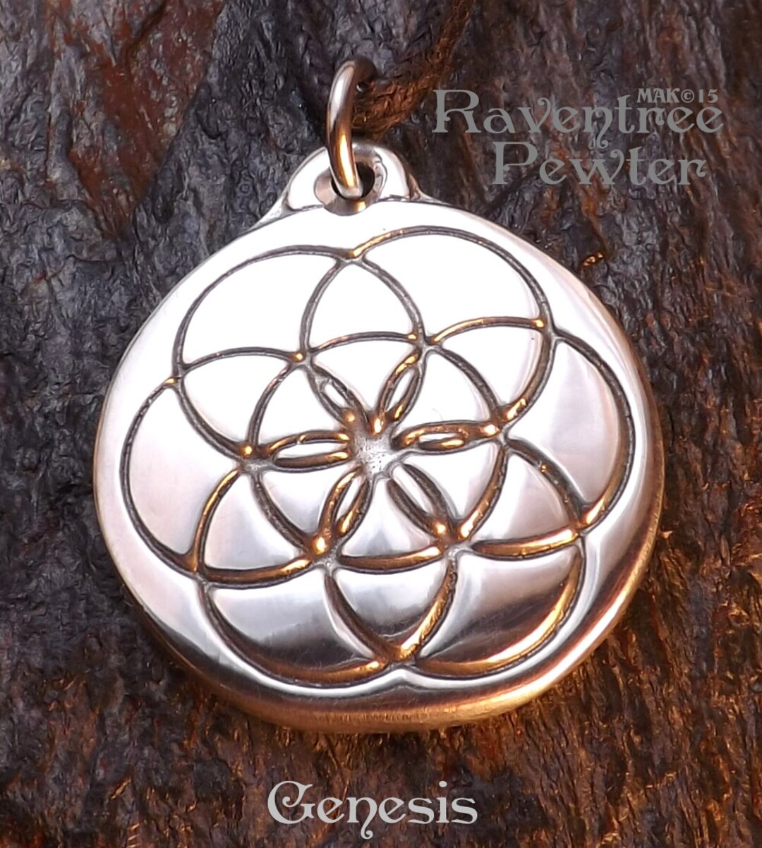 Genesis - Pewter Pendant - Spiritual Flower of Life Jewelry