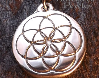 Genesis - Pewter Pendant - Spiritual Flower of Life Jewelry